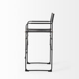 Mercana Direttore 19.3L x 19.3W x 40.2H Black Leather W/Black Frame Counter Stool