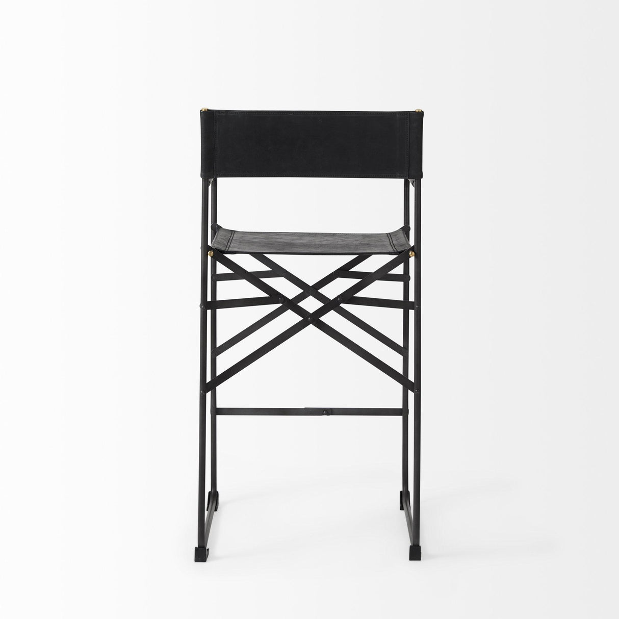 Mercana Direttore 19.3L x 19.3W x 40.2H Black Leather W/Black Frame Counter Stool