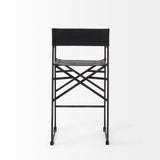 Mercana Direttore 19.3L x 19.3W x 40.2H Black Leather W/Black Frame Counter Stool