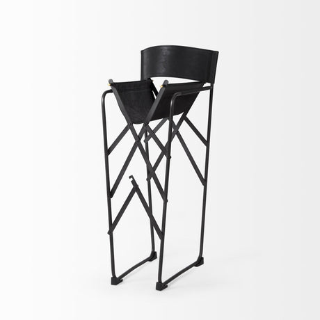Mercana Direttore 19.3L x 19.3W x 40.2H Black Leather W/Black Frame Counter Stool