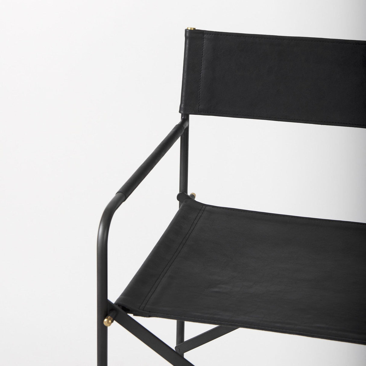 Mercana Direttore 19.3L x 19.3W x 40.2H Black Leather W/Black Frame Counter Stool