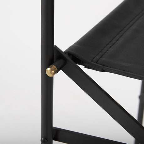 Mercana Direttore 19.3L x 19.3W x 40.2H Black Leather W/Black Frame Counter Stool