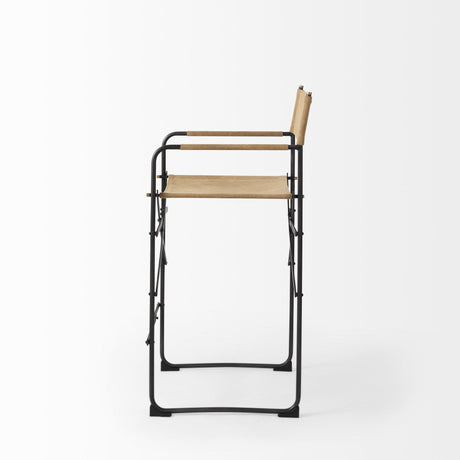 Mercana Direttore 19.3L x 19.3W x 40.2H Brown Leather Seat W/Black Iron Frame Counter Stool