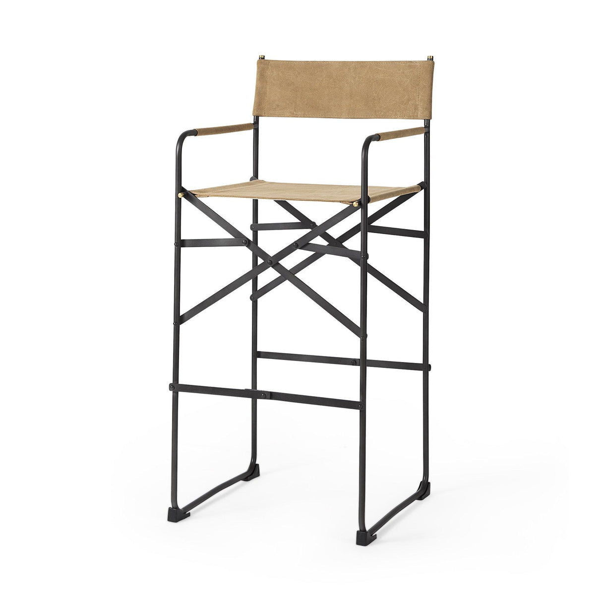 Mercana Direttore 19.3L x 19.3W x 44.1H Brown Leather Seat W/Black Iron Frame Bar Stool