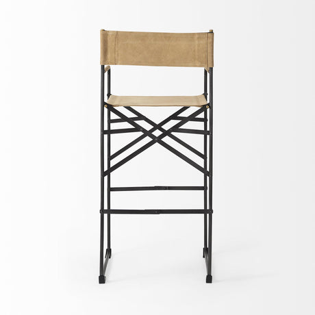 Mercana Direttore 19.3L x 19.3W x 44.1H Brown Leather Seat W/Black Iron Frame Bar Stool