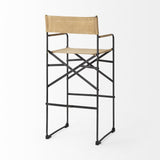 Mercana Direttore 19.3L x 19.3W x 44.1H Brown Leather Seat W/Black Iron Frame Bar Stool