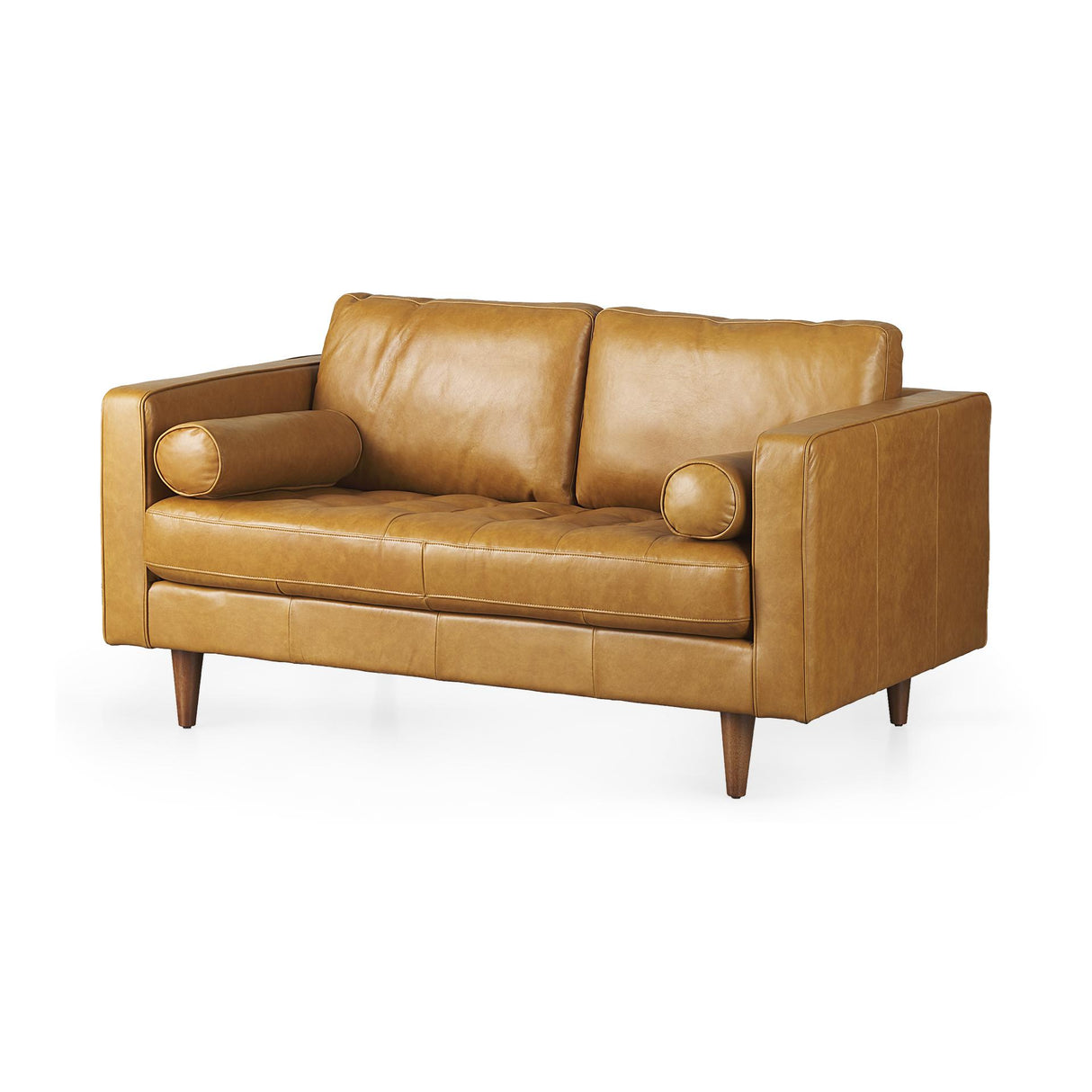 Mercana Svend 65.0L x 38.0W x 34.0H Tan Leather Love Seat Sofa