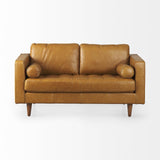 Mercana Svend 65.0L x 38.0W x 34.0H Tan Leather Love Seat Sofa