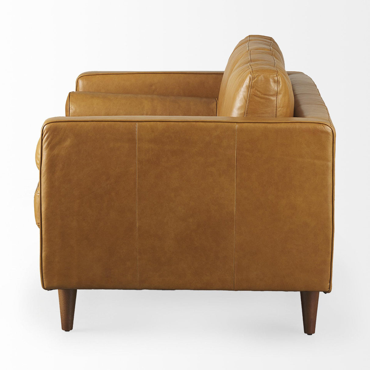 Mercana Svend 65.0L x 38.0W x 34.0H Tan Leather Love Seat Sofa