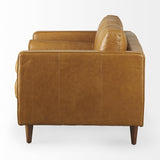 Mercana Svend 65.0L x 38.0W x 34.0H Tan Leather Love Seat Sofa