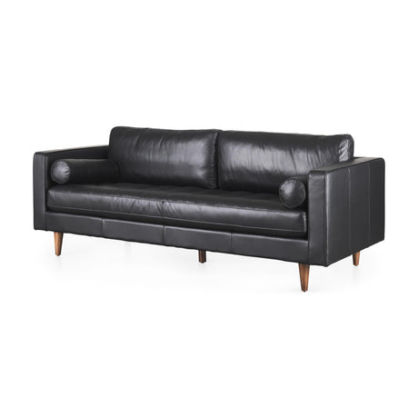 Mercana Svend 88.0L x 38.0W x 34.0H Black Leather Sofa