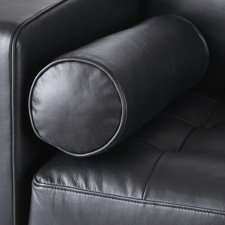 Mercana Svend 88.0L x 38.0W x 34.0H Black Leather Sofa