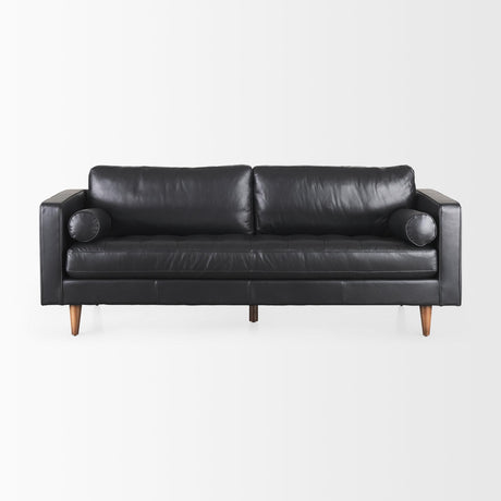 Mercana Svend 88.0L x 38.0W x 34.0H Black Leather Sofa