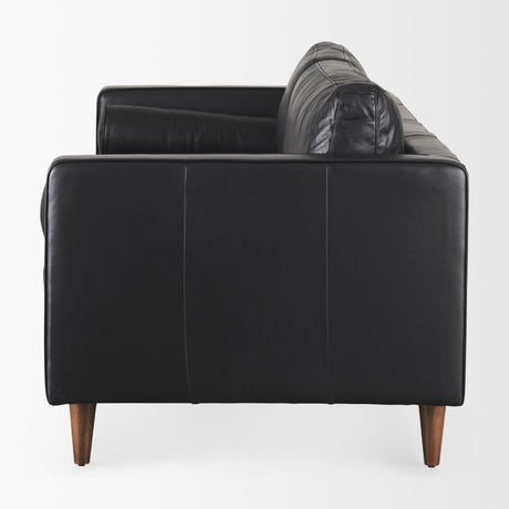 Mercana Svend 88.0L x 38.0W x 34.0H Black Leather Sofa