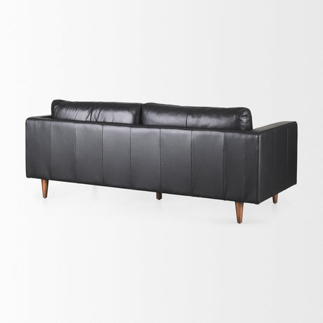 Mercana Svend 88.0L x 38.0W x 34.0H Black Leather Sofa