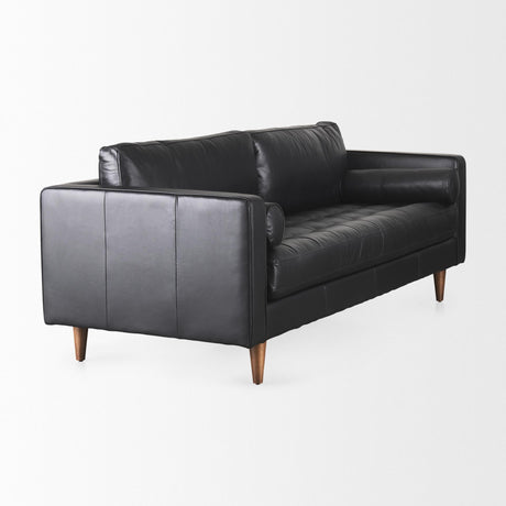Mercana Svend 88.0L x 38.0W x 34.0H Black Leather Sofa
