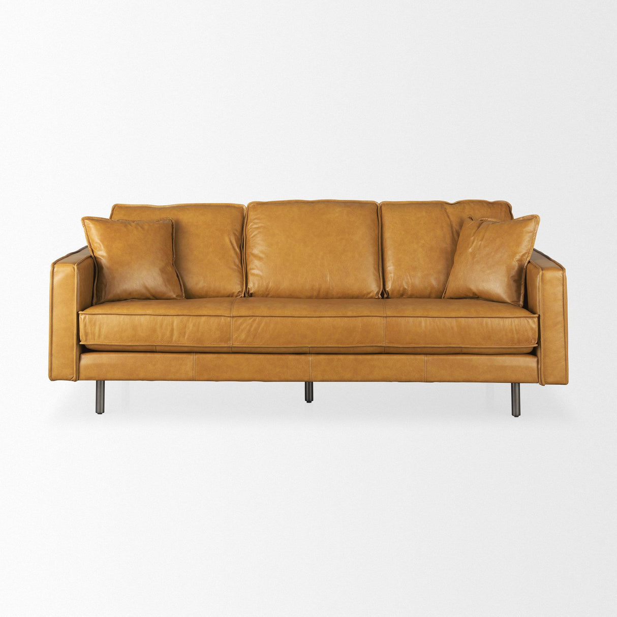 Mercana D'Arcy 88.0L x 37.0W x 34.0H Tan Leather Sofa