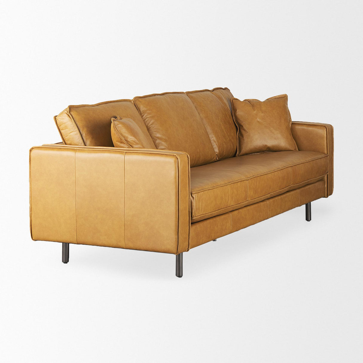 Mercana D'Arcy 88.0L x 37.0W x 34.0H Tan Leather Sofa