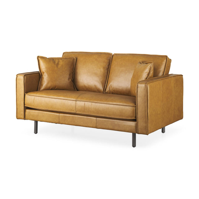 Mercana D'Arcy 65.0L x 37.0W x 34.0H Tan Leather Love Seat