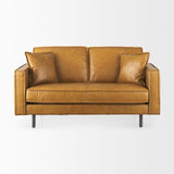 Mercana D'Arcy 65.0L x 37.0W x 34.0H Tan Leather Love Seat