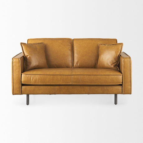 Mercana D'Arcy 65.0L x 37.0W x 34.0H Tan Leather Love Seat