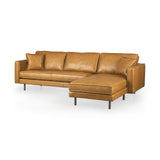 Mercana D'Arcy 111"L x 70"D x 33"H Tan Leather Right Chaise Sectional