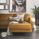 Mercana D'Arcy 111"L x 70"D x 33"H Tan Leather Right Chaise Sectional