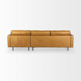 Mercana D'Arcy 111"L x 70"D x 33"H Tan Leather Right Chaise Sectional
