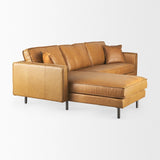 Mercana D'Arcy 111"L x 70"D x 33"H Tan Leather Left Chaise Sectional