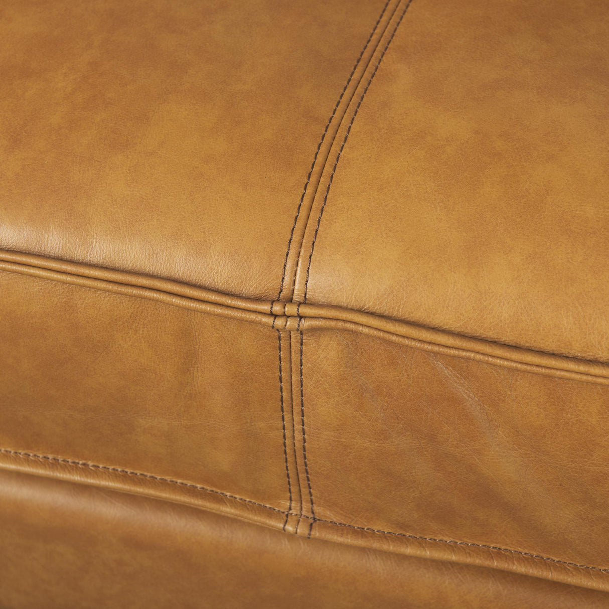 Mercana D'Arcy 111"L x 70"D x 33"H Tan Leather Left Chaise Sectional