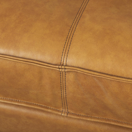 Mercana D'Arcy 111"L x 70"D x 33"H Tan Leather Left Chaise Sectional