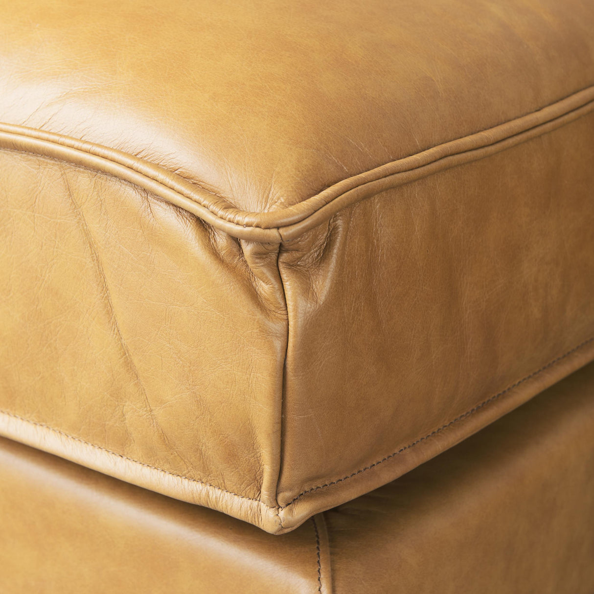 Mercana D'Arcy 111"L x 70"D x 33"H Tan Leather Left Chaise Sectional