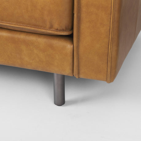 Mercana D'Arcy 111"L x 70"D x 33"H Tan Leather Left Chaise Sectional