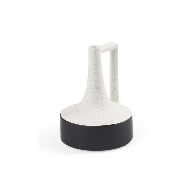 Mercana Burton 8.3H Small White and Black Ceramic Jug Vase