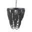 Mercana Pendra 19.7L x 19.7W x 89.0H Black Metal Wooden Bead Three Bulb Chandelier