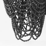 Mercana Pendra 19.7L x 19.7W x 89.0H Black Metal Wooden Bead Three Bulb Chandelier