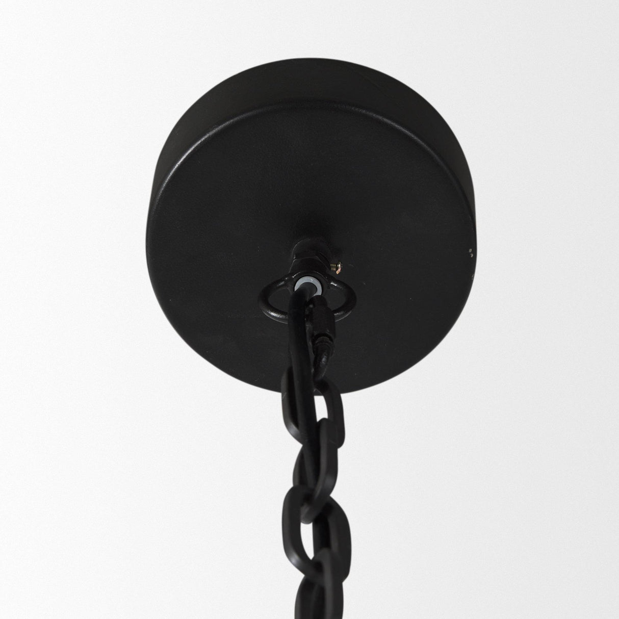 Mercana Pendra 19.7L x 19.7W x 89.0H Black Metal Wooden Bead Three Bulb Chandelier