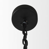 Mercana Pendra 19.7L x 19.7W x 89.0H Black Metal Wooden Bead Three Bulb Chandelier