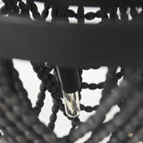 Mercana Pendra 19.7L x 19.7W x 89.0H Black Metal Wooden Bead Three Bulb Chandelier