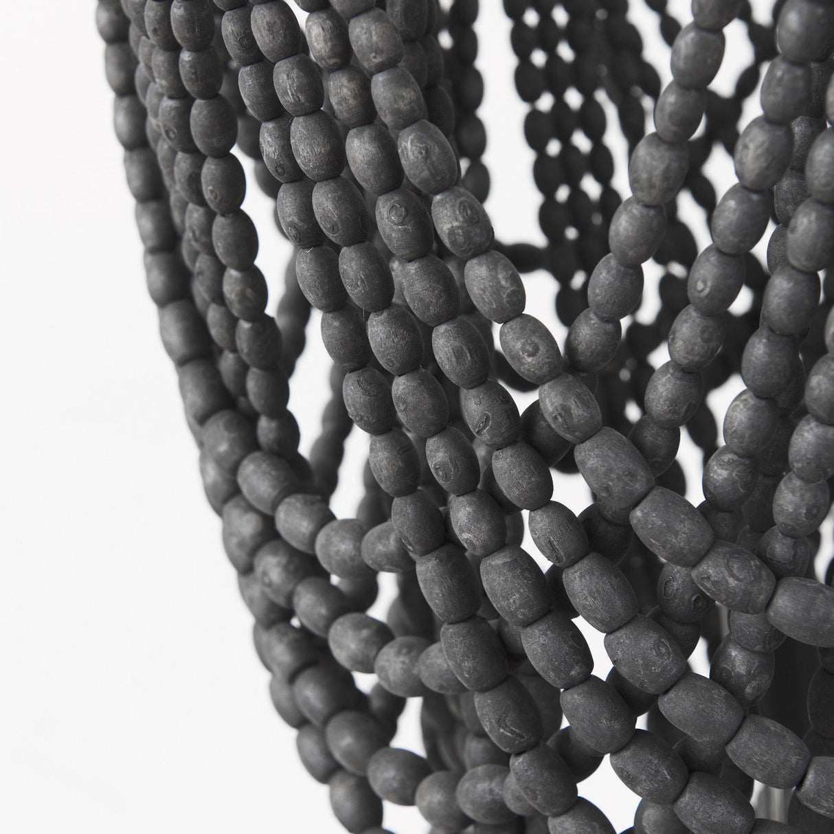 Mercana Pendra 19.7L x 19.7W x 89.0H Black Metal Wooden Bead Three Bulb Chandelier