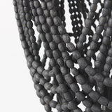 Mercana Pendra 19.7L x 19.7W x 89.0H Black Metal Wooden Bead Three Bulb Chandelier