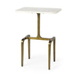 Mercana Preston 17.3L x 11.3W x 22.8H White Marble Top W/Gold Metal Accent Table