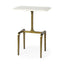Mercana Preston 17.3L x 11.3W x 22.8H White Marble Top W/Gold Metal Accent Table