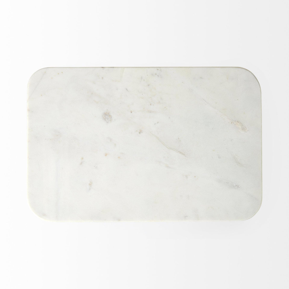 Mercana Preston 17.3L x 11.3W x 22.8H White Marble Top W/Gold Metal Accent Table