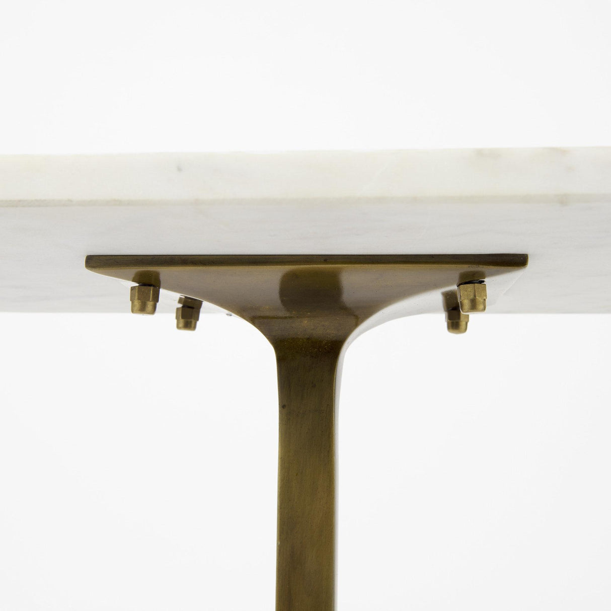 Mercana Preston 17.3L x 11.3W x 22.8H White Marble Top W/Gold Metal Accent Table