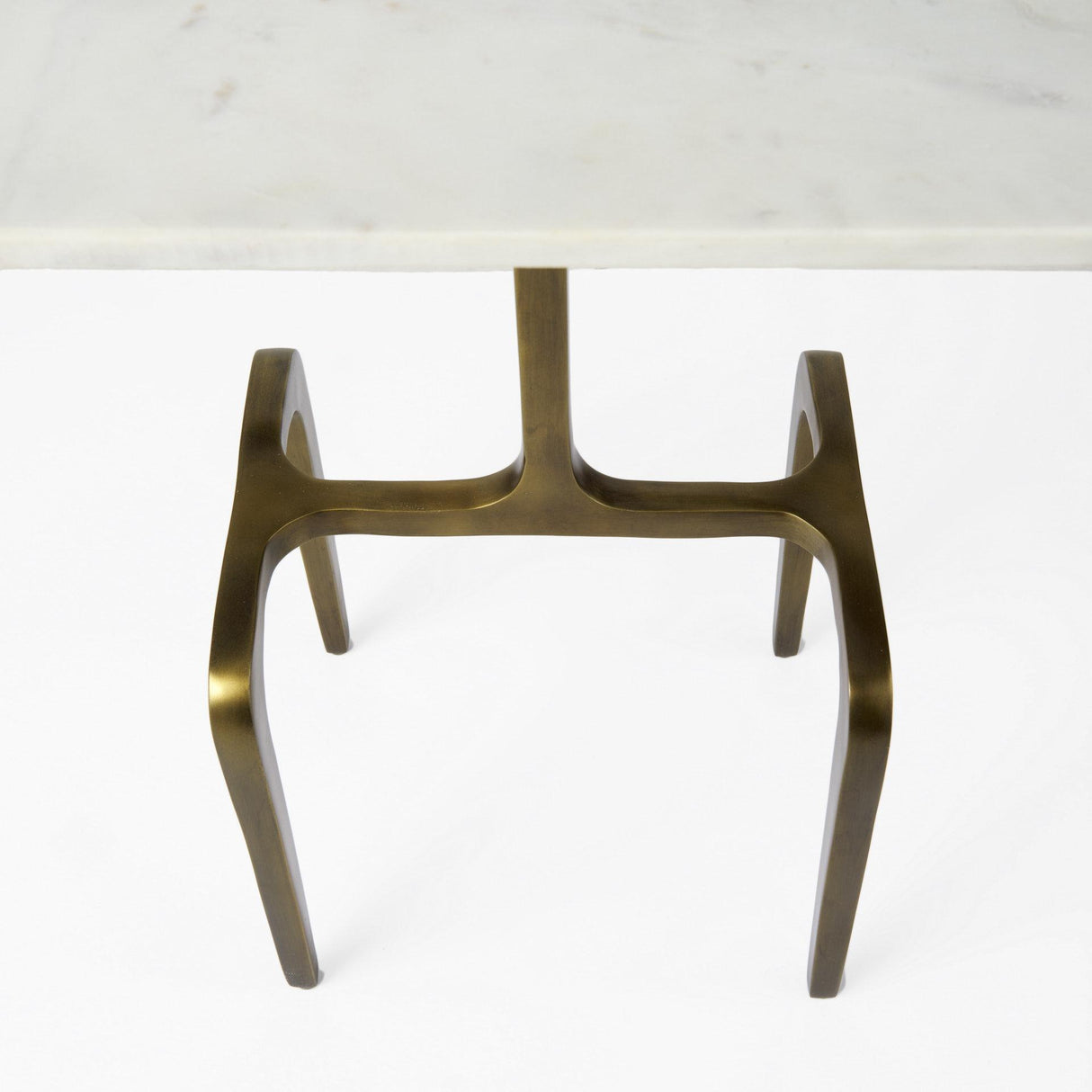 Mercana Preston 17.3L x 11.3W x 22.8H White Marble Top W/Gold Metal Accent Table