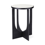 Mercana Preston 23"H White Marble Top w/ Matte Black Metal Accent Table