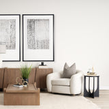 Mercana Preston 23"H White Marble Top w/ Matte Black Metal Accent Table