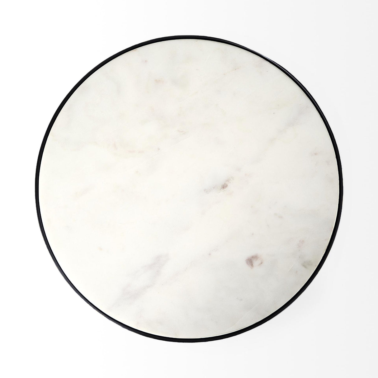Mercana Preston 23"H White Marble Top w/ Matte Black Metal Accent Table