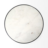 Mercana Preston 23"H White Marble Top w/ Matte Black Metal Accent Table